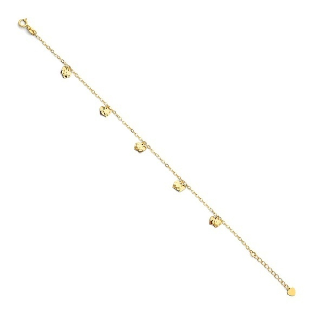 14k Yellow gold Heart Bracelet 7+1 inches